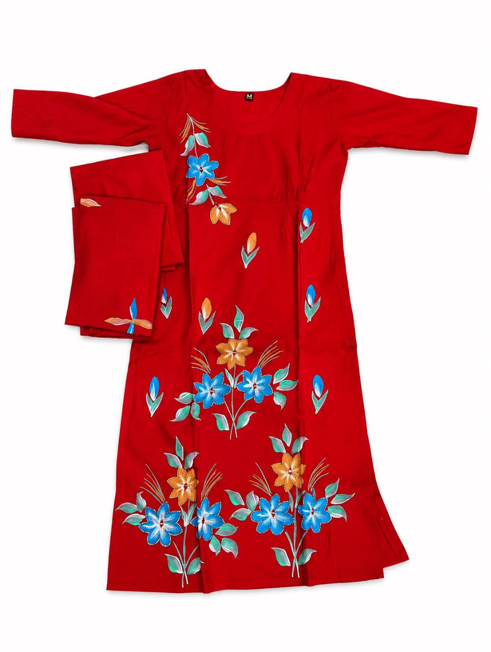 Red Printed Kurti Set