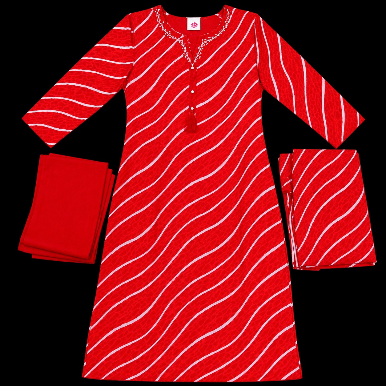 Red Rose Kurti Set